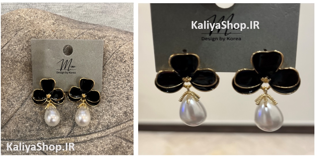 گوشواره اسپرت طرح گل ارکیده مشکی