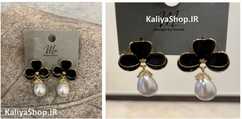 گوشواره اسپرت طرح گل ارکیده مشکی