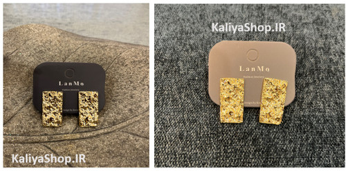 گوشواره اسپرت مستطیلی طلایی رنگ