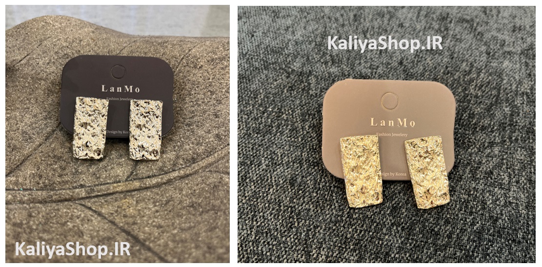 گوشواره اسپرت مستطیلی نقره ای رنگ