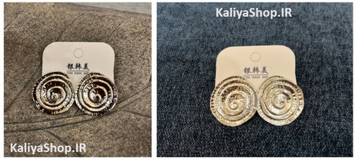 گوشواره اسپرت طرح چرخشی نقره ای رنگ