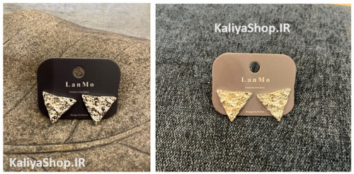 گوشواره طرح مثلث نقره ای رنگ