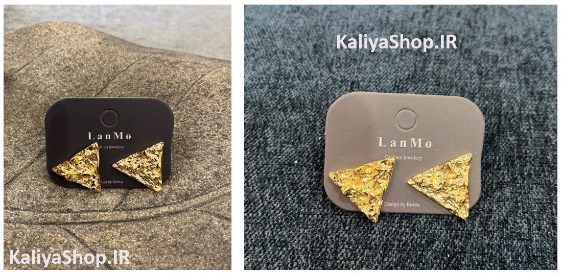 گوشواره طرح مثلث طلایی رنگ