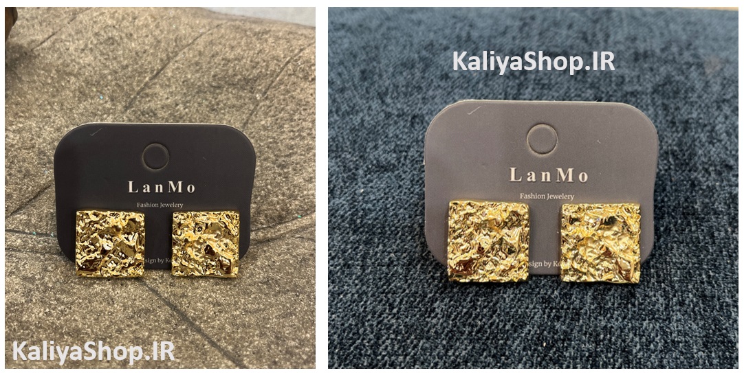 گوشواره طرح مربع طلایی رنگ