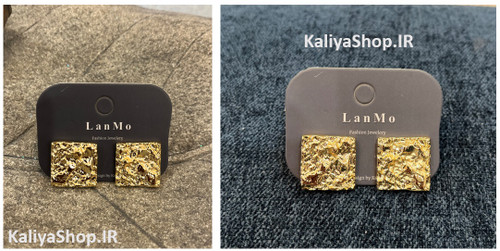 گوشواره طرح مربع طلایی رنگ