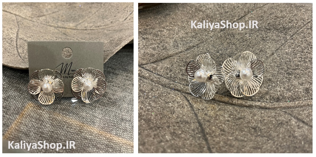 گوشواره برند مینی گل نقره ای رنگ
