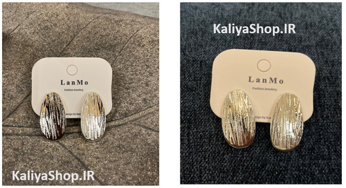 گوشواره برند لان مو آویز بافتدار ظریف به شکل نخود فرنگی نقره ای رنگ