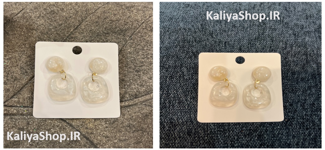 گوشواره میخی برند فشن دفرمه طرح سنگ سفید مینیمال