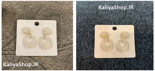 گوشواره میخی برند فشن دفرمه طرح سنگ سفید مینیمال