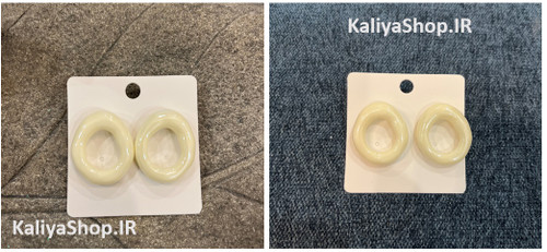 گوشواره میخی برند فشن دفرمه طرح سنگ سفید رزینی