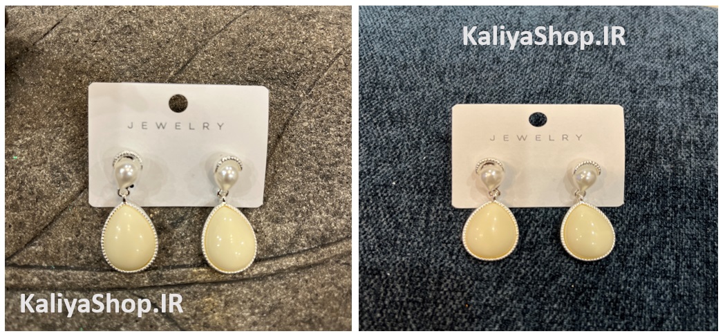 گوشواره‌ میخی برند جواهر - اشک روغنی میناکاری کلاسیک