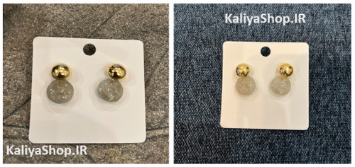 گوشواره میخی برند فشن - رزینی آویز دار مینیمال طلایی رنگ